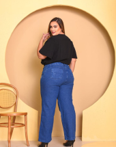 Calça Plus Size Jeans Corte Reto Cintura Alta Atacado na Rua 44 Goiânia
