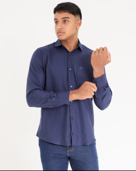 Camisa Social Acetinada Masculina Manga Longa