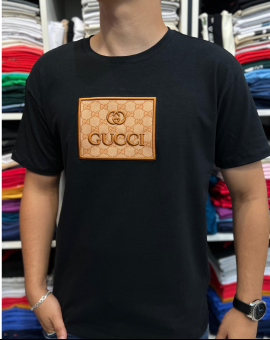 Camiseta Gucci Masculina Preta Malha Peruana