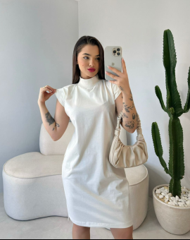 Chemise Gola Alta Oversize Básica Branca