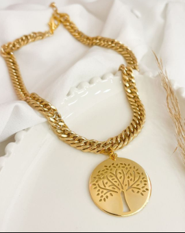 Colar Árvore da Vida Folheado a Ouro 18 K