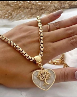 Colar Semijoia Coração Árvore Madreperola