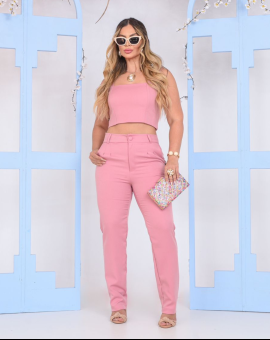 Conjunto Alfaiataria Feminino Calça e Cropped