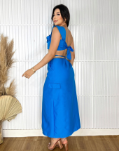 Conjunto de Alfaiataria Feminino Saia Midi e Cropped Atacado na Rua 44 Goiânia