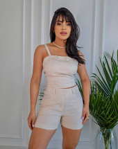 Conjunto de Linho Feminino Short e Cropped Atacado na Rua 44 Goiânia