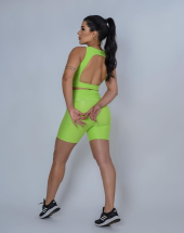 Conjunto de Malhar Short e Top Verde Neon Atacado na Rua 44 Goiânia