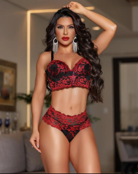 Conjunto de renda Lingerie Sexy Preta e Vermelha