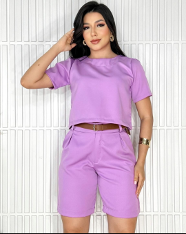 Conjunto Feminino Bermuda Ciclista e Cropped