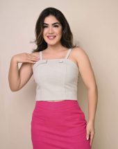 Conjunto Feminino no Linho Saia e Cropped Atacado na Rua 44 Goiânia