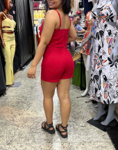 Conjunto Feminino Vermelho Cropped e Short Atacado na Rua 44 Goiânia