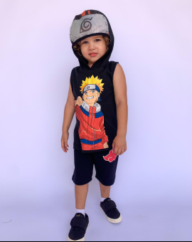 Conjunto Naruto Infantil Preto com Estampa