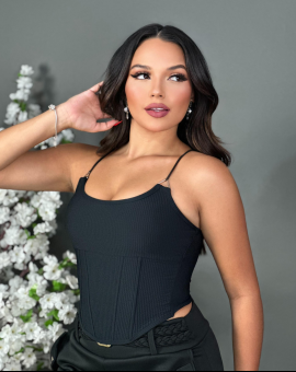 Cropped Corset Preto de Alcinha