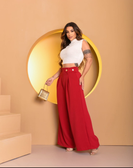 Cropped Gola Alta Branco Básico sem Mangas