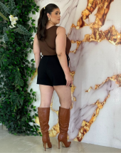 Saia Plus Size Curta Cintura Alta com Cinto Atacado na Rua 44 Goiânia