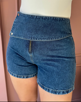 Short Jeans Cintura Alta Lavagem Escura