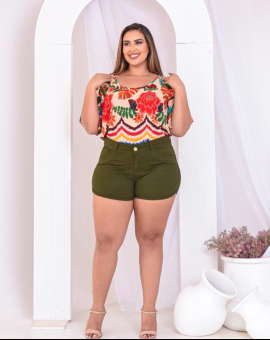 Short Plus Size Jeans Cintura Alta