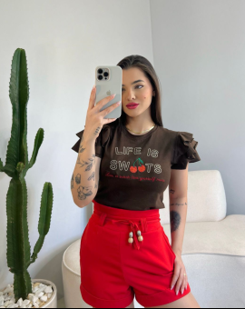 T-Shirt Feminina Estampada Manga Princesa