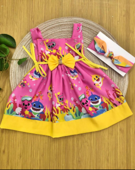 Vestido Infantil Estampado Baby Shark