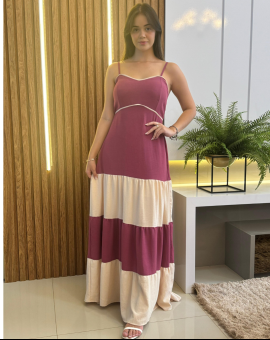 Vestido Longo de Alcinhas 3 Marias Duas Cores