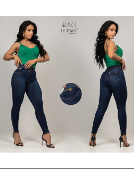 Calça Jeans Lavagem Escura Cintura Alta