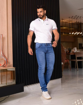 Calça Masculina Jeans Reta Lavagem Clara no Atacado na Rua 44 Goiânia