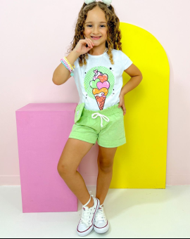Conjunto Infantil Menina Blusa Estampada e Short