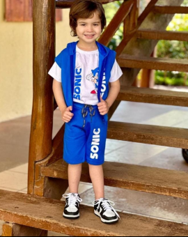 Conjunto Infantil para Menino Sonic 3 Peças