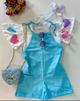 Conjunto para Meninas Jardineira e Blusa