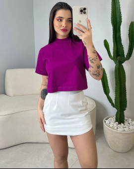 Cropped de Algodão Gola Alta