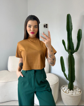 Cropped Tipo T-Shirt Básico em Algodão 100%