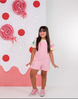 Macacão Infantil de Menina Salopete Rosa