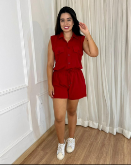 Macaquinho Feminino Soltinho Liso Vermelho