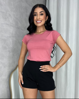 T-Shirt Básica Cor Sólida Feminina