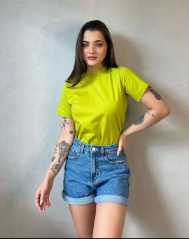 T-Shirt Básica Feminina Verde Neon