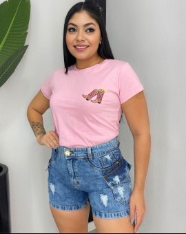 T-Shirt Feminina com Estampa Country