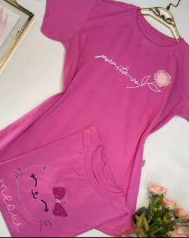 T-Shirt Feminina Estampada em Algodão