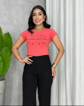 T-Shirt Feminina Estampada Gola O