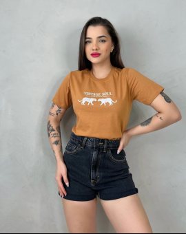 T-Shirt Vintage Feminina com Estampa
