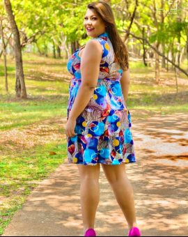 Vestido Estampado Plus Size Tecido Reforçado