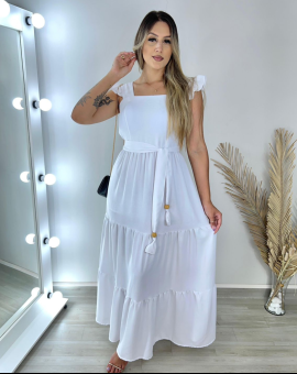 Vestido Longo Branco 3 Marias de Alcinha