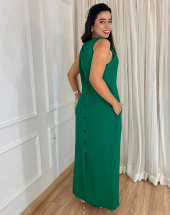 Vestido Longo com Bolsos na Lateral Liso Atacado na Rua 44 Goiânia