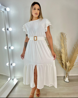 Vestido Midi Branco Casamento Civil