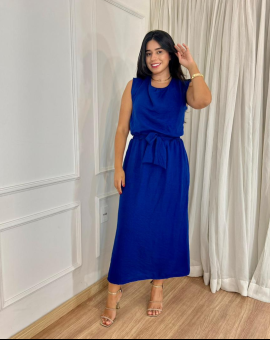 Vestido Midi com Fenda Lateral Liso Soltinho