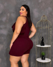 Vestido Plus Size Curto de Alcinha Liso Atacado na Rua 44 Goiânia