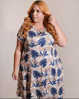 Vestido Plus Size Curto Estampado Soltinho