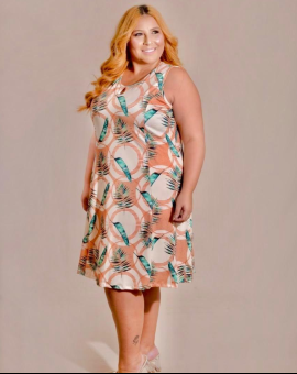 Vestido Plus Size Midi com Estampa Evangélico