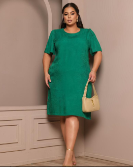 Vestido Plus Size Soltinho com Bolsos Moda Evangélica