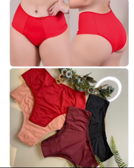 Calcinha Cós Alto e Renda Reforçada com Elastano