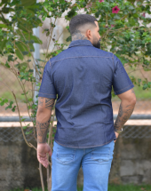 Camisa Jeans Masculina Manga Curta Atacado na Rua 44 Goiânia