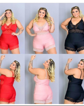 Conjunto Baby Dool Plus Size de Renda